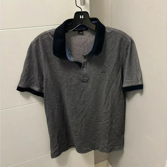 Michael Kors Polo Shirt Men's Size M Gray Black Logo - Picture 1 of 3